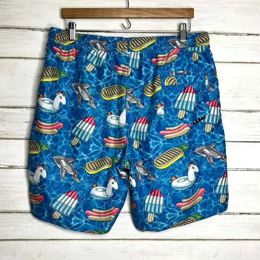 Neff Hot Tub Swim Trunk Shorts Pool Party Blue Size XL